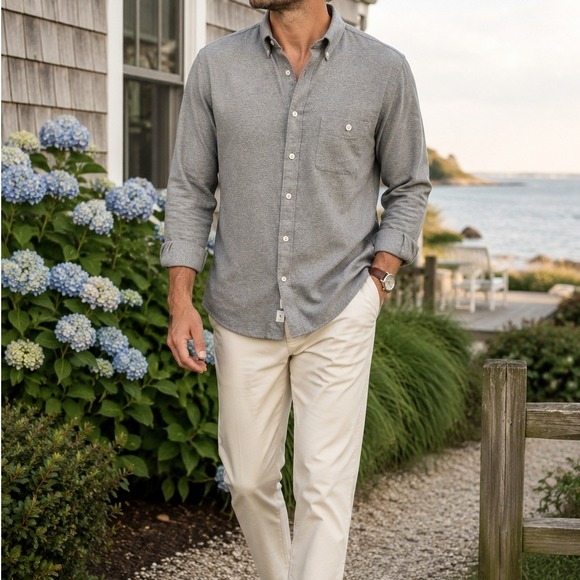 UpWest Other - UpWest Mens XL Gray Knit Button Down Shirt Soft Casual Resort Coastal Minimalist